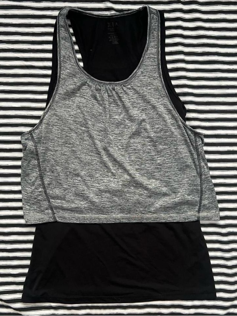 Gray & Black Layered Athletic Tank Top